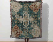 Turkish Cotton Blanket, Persian Kilim, Damask Tapestry, Boho Woven Tapestry, Vintage Maximalist, Eclectic Home Decor, Middle Eastern Throw