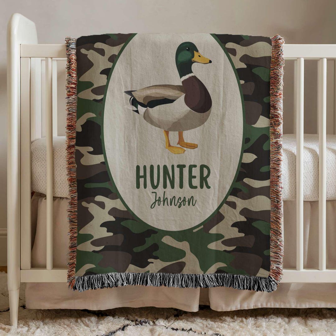 Custom Camo Mallard Duck Baby Blanket, Personalized Name Mallard Duck ...