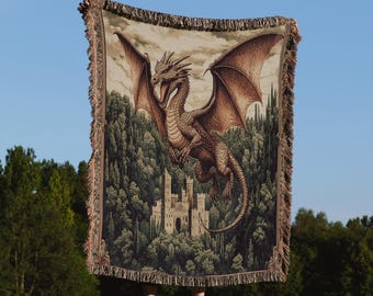 Dragon Blanket Fantasy Dragon Wing Bookish Merch Medieval Woven Blanket Romantasy Booktok Throw Dragon Rider Reader Mythical Tapestry Fandom