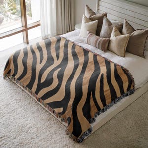 Animal Print Throw Zebra Woven Blanket Maximalist Tapestry Eclectic Home Decor Zebra Print Abstract Pattern Bold Statement Modern Safari