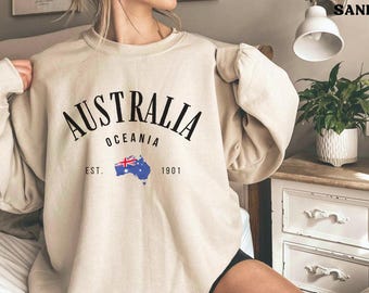 Australia Sweatshirt Aussie Crewneck Sydney Sweater Oceania Flag Shirt Gift Australian Vintage Apparel Vacation AUS Clothing Aussie Souvenir