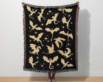 Dragon Blanket Bookish Merch Woven Blanket Romantasy Gift Fantasy Dragon Wing Booktok Throw Dragon Reader Rider Mystical Fandom Tapestry