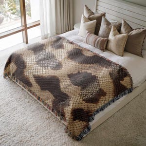 Animal Print Throw Snake Woven Blanket Maximalist Tapestry Eclectic Home Decor Snakeskin Abstract Bold Statement Reptile Pattern Modern Art