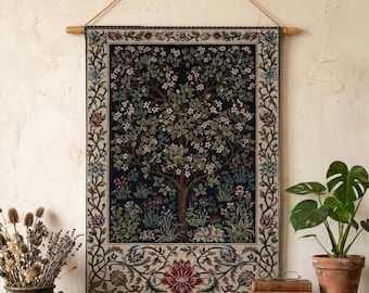 William Morris Wall Tapestry, Tree of Life Woven Hanging, Arts and Crafts Botanical, Floral Textile Wall Hanging, Gallery Famous Decor