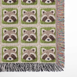 Waschbär Decke Cottagecore Decke Wilder Waschbär häkeln Imitat Oma Platz werfen Lustige Müll Panda niedliche Waschbär Geschenk Waschbär gewebte Decke