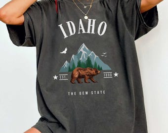 Idaho Shirt Idaho Crewneck Bear Tshirt Tee Gem State Clothing Idaho Apparel Idaho Souvenir Gift Idaho Vacation Travel ID State Pullover Top