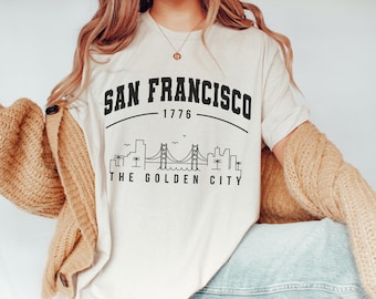 San Francisco Shirt California Tshirt San Fran Skyline Crewneck Golden Gate Bridge Vintage SF City Clothing Bay Area West Coast Tee Souvenir