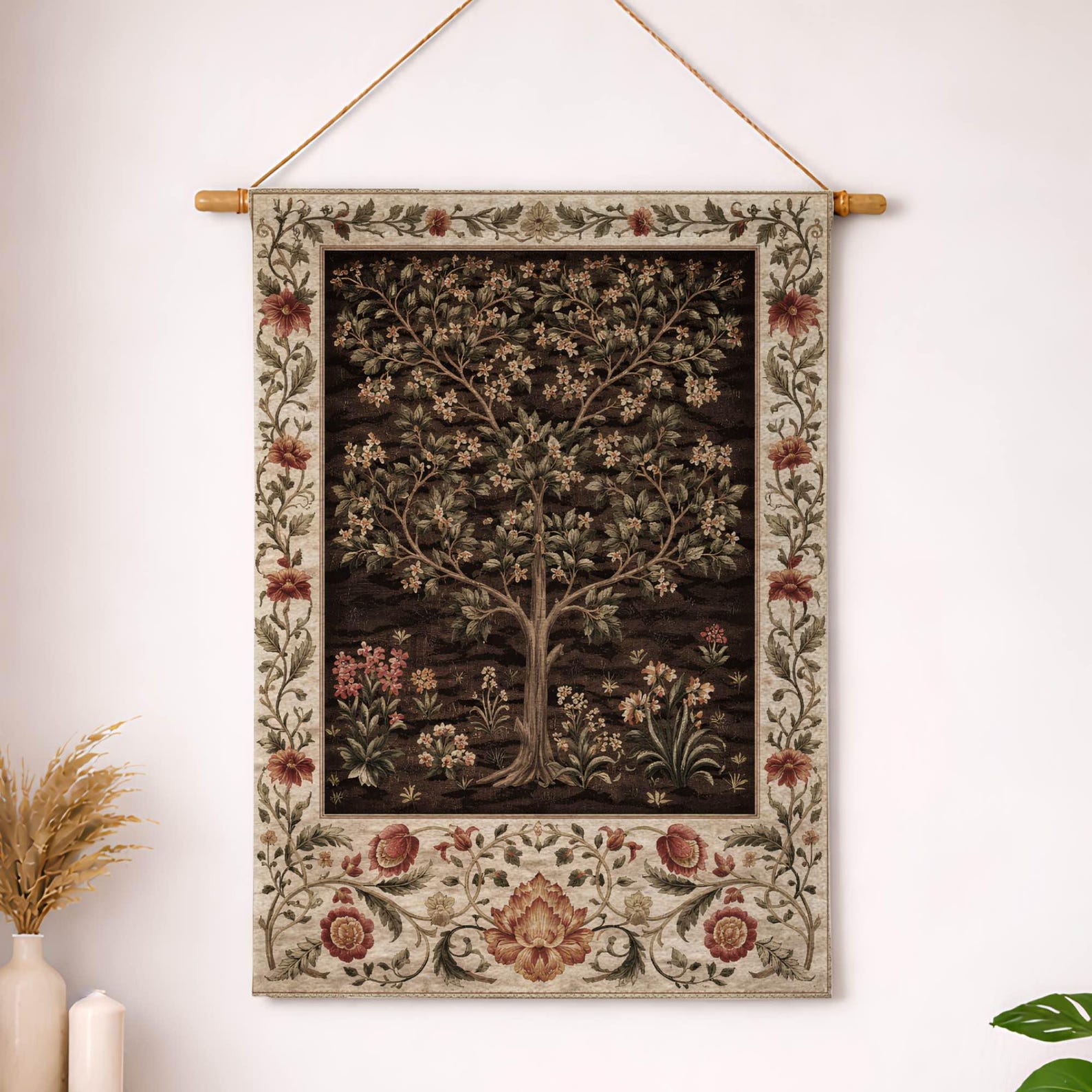 William Morris Tapestry, Tree of Life Woven Wall Hanging, Botanical ...