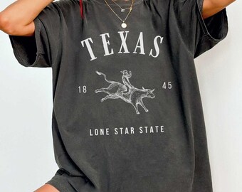 Texas Shirt Texas Rundhalsausschnitt Lone Star State T-Shirt Cowboy Rundhalsausschnitt Rodeo Kleidung Komfort Farben Tshirt Dallas Bekleidung Austin TX Urlaub Geschenk