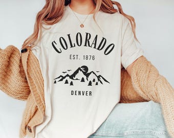 Colorado Shirt Mountain Crewneck Vintage CO Tshirt State Colorado Clothing Apparel Hike Camp Nature Denver Tee Outdoor Adventure Winter Gift