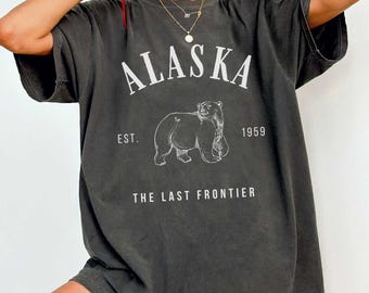Alaska Shirt Mountain Crewneck Polar Bear Tshirt Tee AK State Clothing Alaska Souvenir Gift Comfort Color Vintage Hike Camp Apparel Outdoor