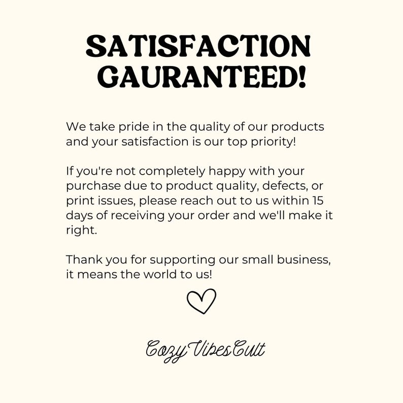 a black and white photo with a message stating satisfaction