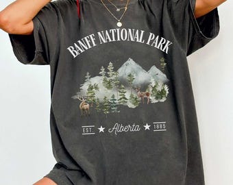 Banff National Park Shirt Alberta AB Canada Tee Comfort Colors Retro Mountain Lake Louise Vintage Moose Hike Camp Nature Outdoor Adventure