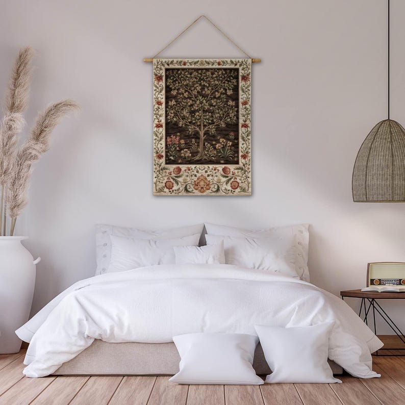 William Morris Tapestry, Tree of Life Woven Wall Hanging, Botanical ...