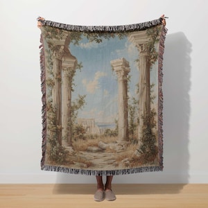 Antike Säule Tapisserie Antike Säule Römischer Tempel Antike Wanddekor Antike Säule Antike Wanddekor Vintage Mittelmeer Griechische Mythologie Ästhetik