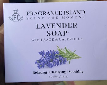 Jabón en barra orgánico de musgo marino, lavanda, salvia y caléndula