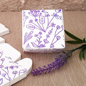 12 cajas de jabón de cartón cuadradas medianas de 6,5 x 6,8 x 3 cm estampadas a mano, cajas de jabón, cajas de regalo pequeñas, cajas de jabón, cajas de embalaje, cajas de cartón