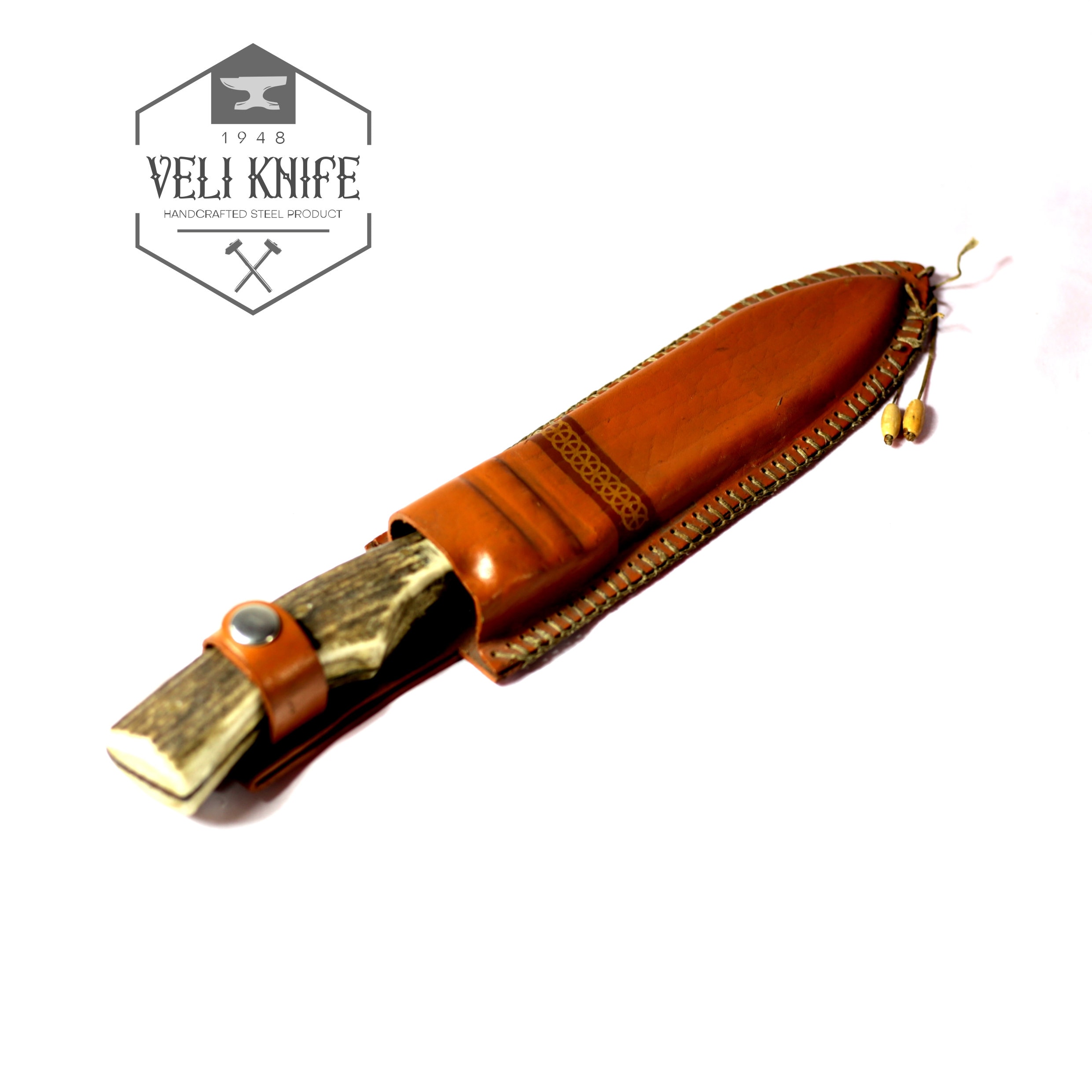 Hunting Knife With Antler Handle Hunting Knife With Deer Etsy