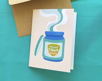 Healing Vibes Greeting Card 4.25&quot; x 5.5&quot; | Vapor Rub | Get Well | Wellness | Heal | Feel Better | Fil-am | Filipino American | Pinay | Pinoy