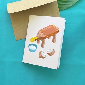 Tarjeta de felicitación de caballo de coco 4.25" x 5.5" / Cocos / Rallador / Trituradora / Postres / Fil-am / Filipino Americano / Pinay / Pinoy