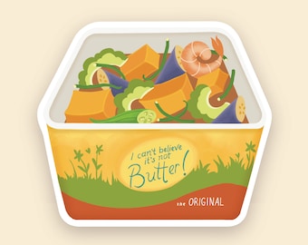 Pinakbet Sticker: Filipino Food in Tupperware, Waterproof Vinyl (3&quot;)