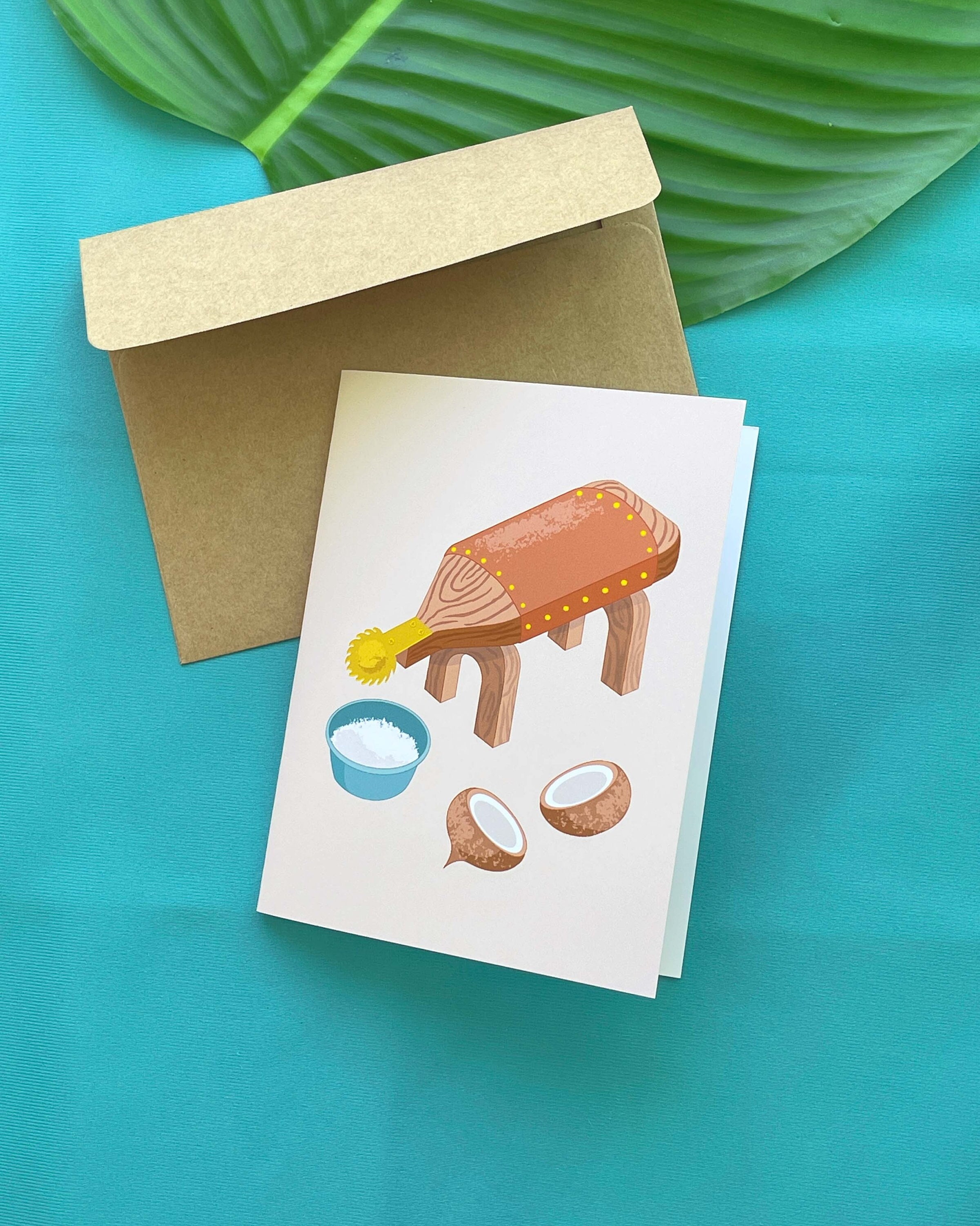 Coconut Horse Greeting Card 4.25" x 5.5" | Coconuts | Grater | Shredder | Desserts | Fil-am | Filipino American | Pinay | Pinoy