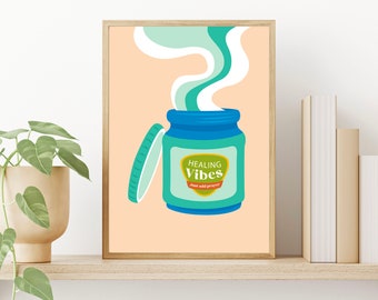 Healing Vibes Kunstdruck: Steam Rub Illustration (8x10 physischer Druck)