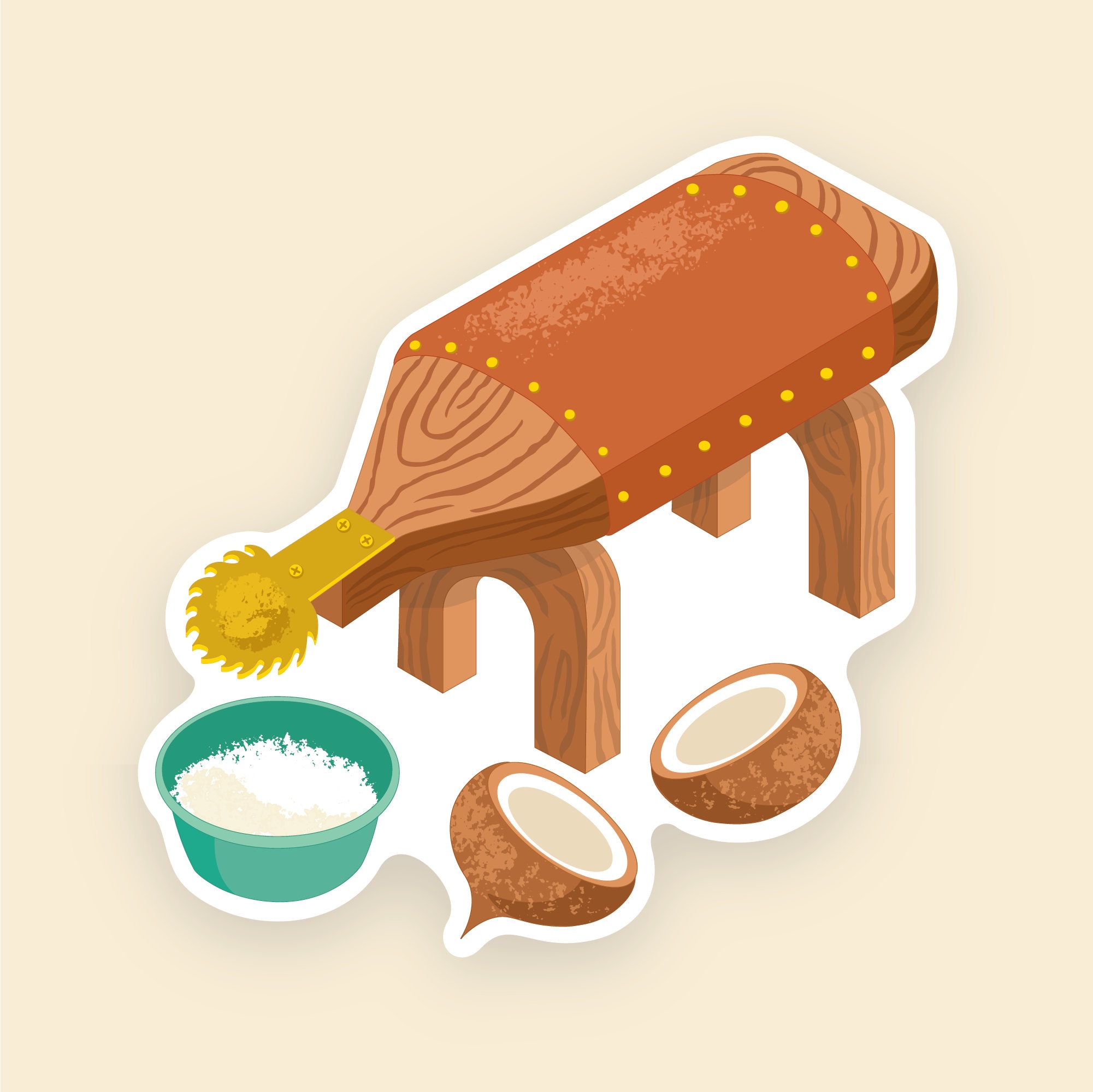 Coconut Grater Vinyl Sticker: Filipino Kudkuran Art (3")