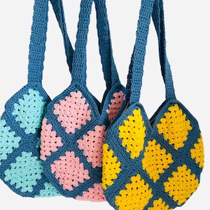 Sac crochet carré grand-mère, sac à main au crochet, sac fourre-tout au crochet, cadeau pour elle, sac bohème, sac pour femme