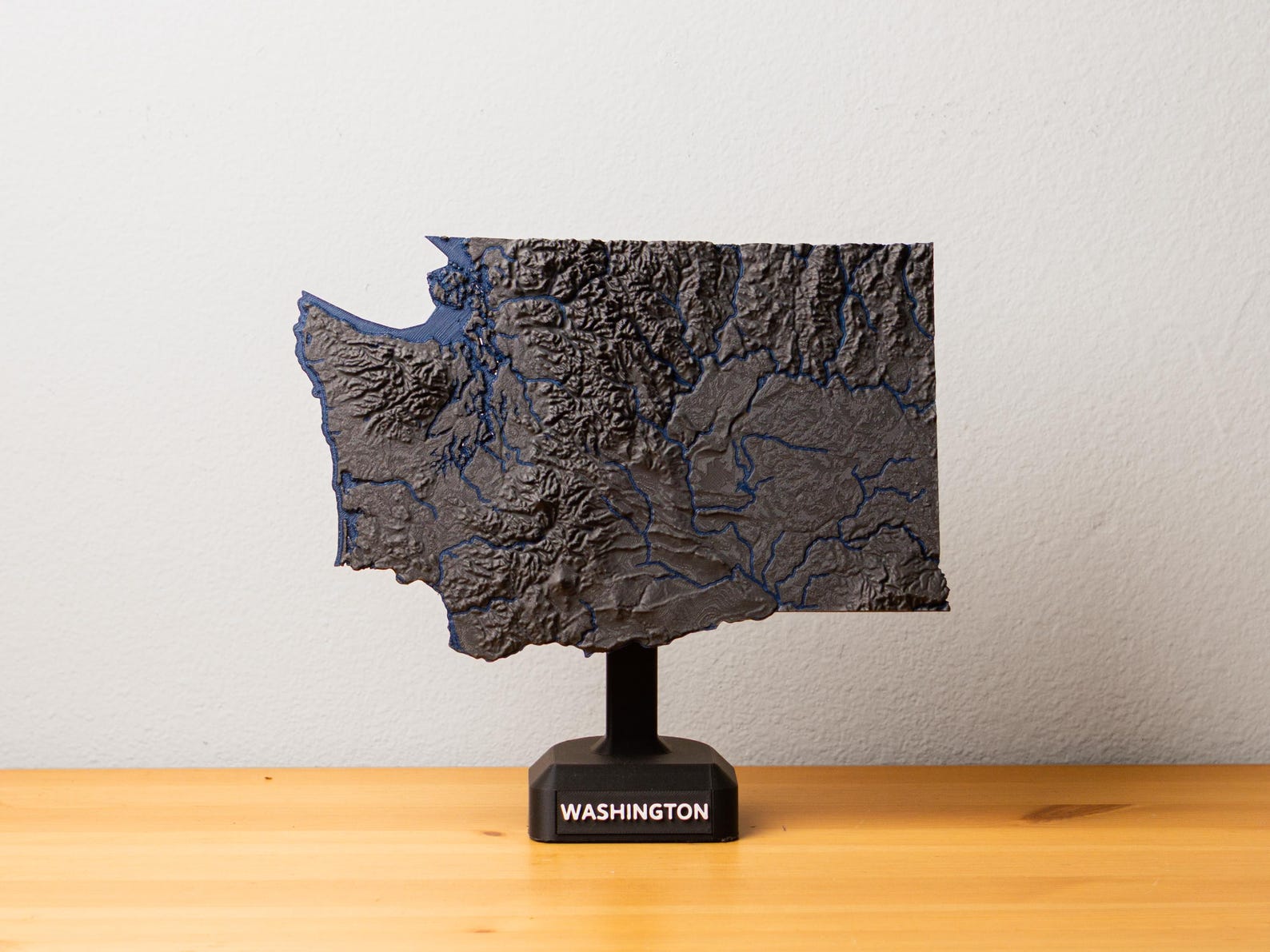 Washington 3D Map - Topographic State Map With Rivers and Lakes - With ...