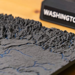 Washington 3D Map - Topographic State Map With Rivers and Lakes - With ...