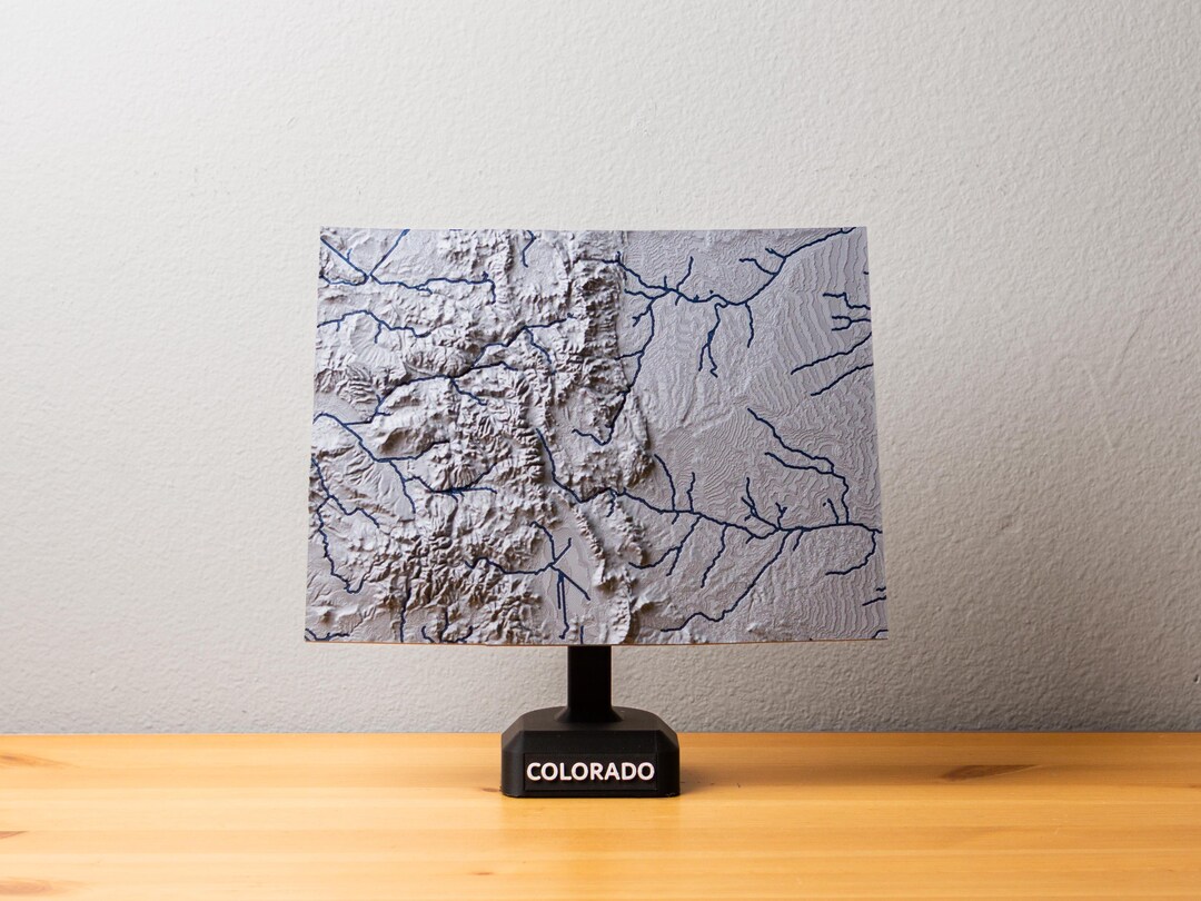 Colorado 3D Map - Topographic State Map With Rivers and Lakes - With ...