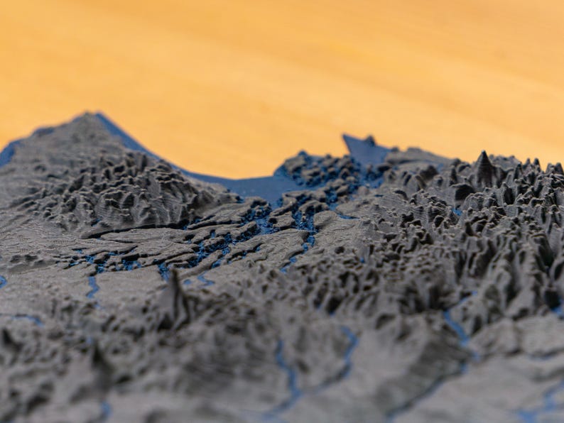 Washington 3D Map - Topographic State Map With Rivers and Lakes - With ...