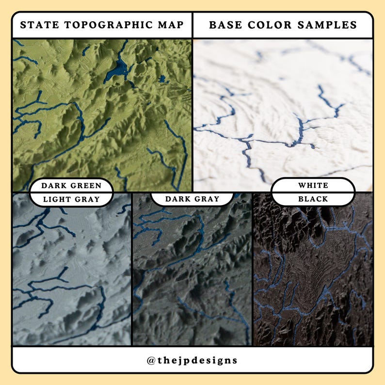 Washington 3D Map - Topographic State Map With Rivers and Lakes - With ...