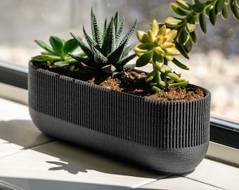 Modern Trio Planter Pot, with Drainage Holes, Drip Tray, Multiple Colors, 3D Printed