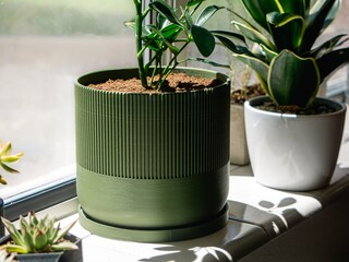 Set Di Vasi In Ceramica HERDUK Bianco Opaco: 15 E 20 Cm Con Foro E Sottovaso, Per Piante Da Interno Ed Esterno