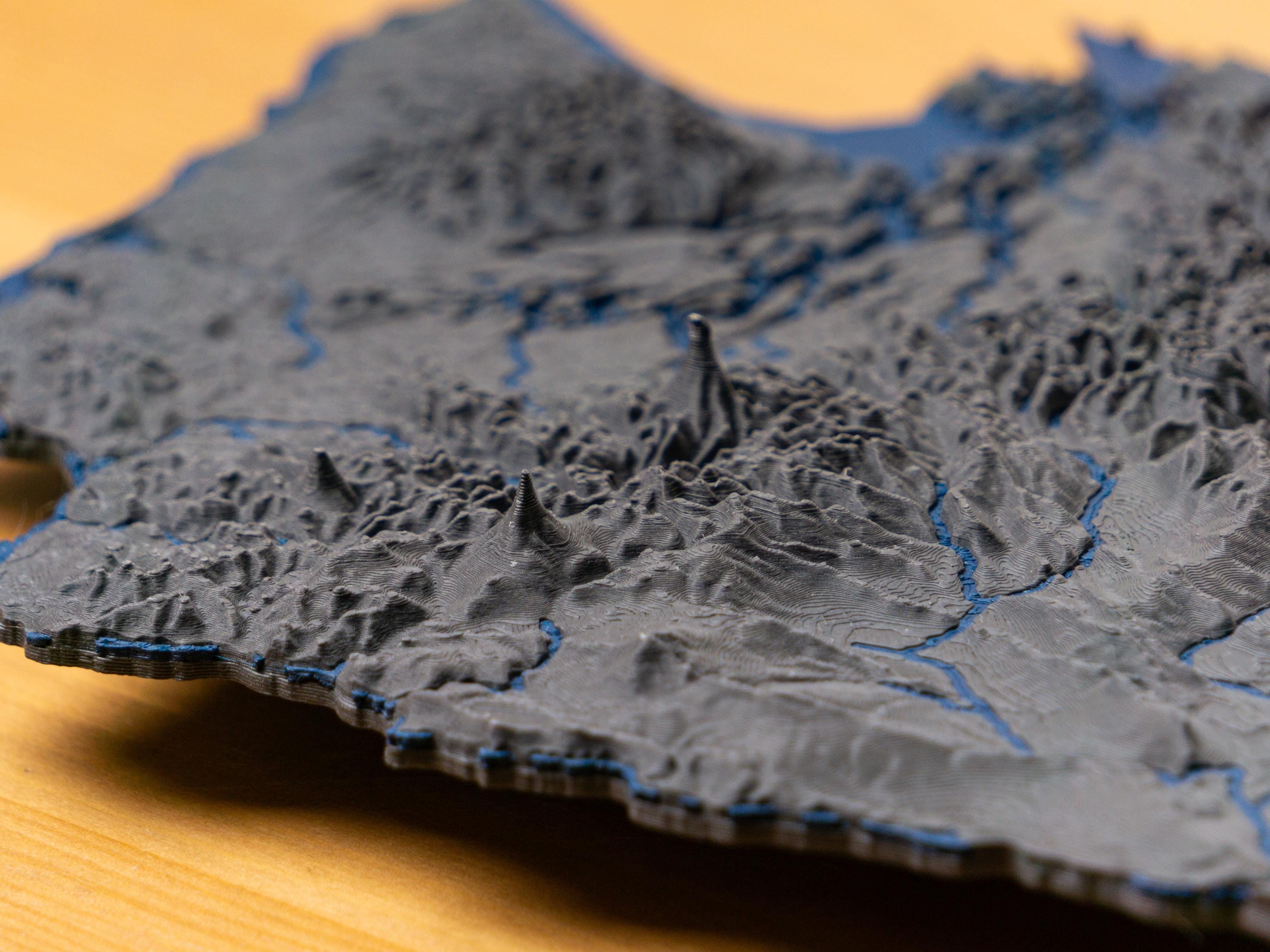 Washington 3D Map - Topographic State Map With Rivers and Lakes - With ...