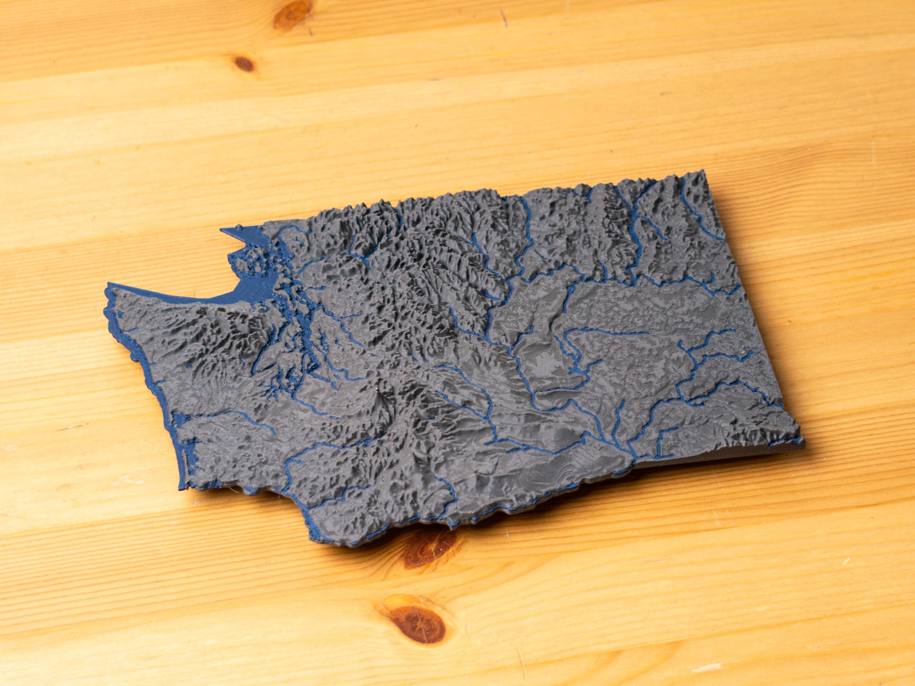 Washington 3D Map - Topographic State Map With Rivers and Lakes - With ...