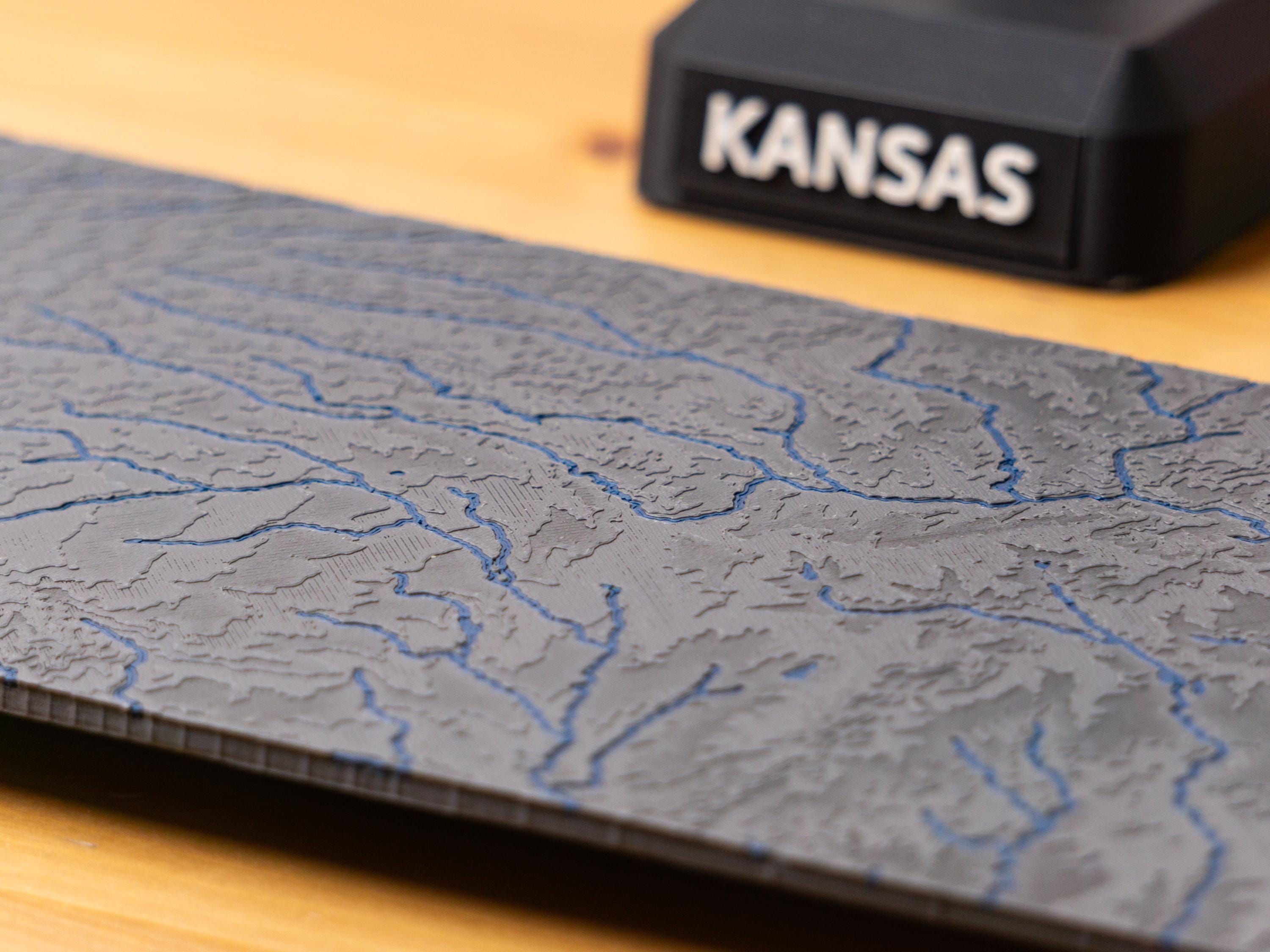 Topography Vector Kansas Kansas 3D Map - Topographic State Map With Rivers and Lakes - With ...