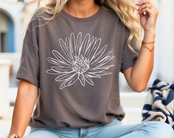 Sunflower Shirt, Spring Shirt, Retro Floral Shirt, Simple Flower Shirt, Plant Ladies Shirt, Pastel Floral Nature, Floral tee, Boho Style