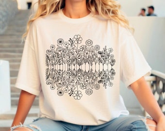 Wild Flowers Tshirt, Spring Shirt, Retro Floral Shirt, Watercolor Flower Shirt, Plant Ladies Shirt, Pastel Floral Nature T-Shirt, Floral tee