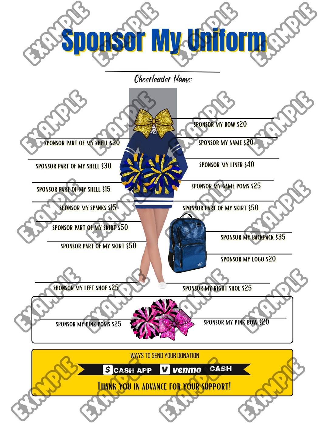 Sponsor My Uniform Digital Fundraiser Sheet - Etsy Sponsor My Uniform Digital Fundraiser Sheet - Etsy