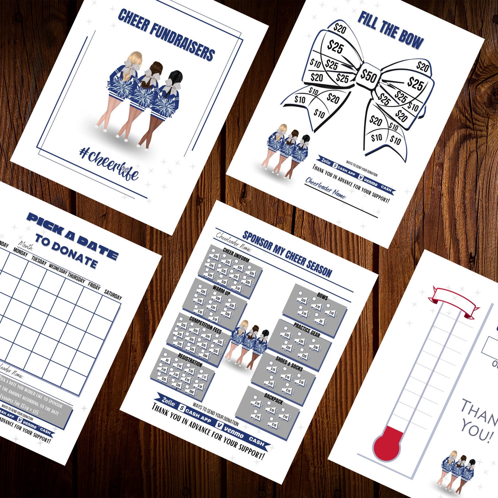 4 Cheer Digital Fundraiser Sheets Etsy