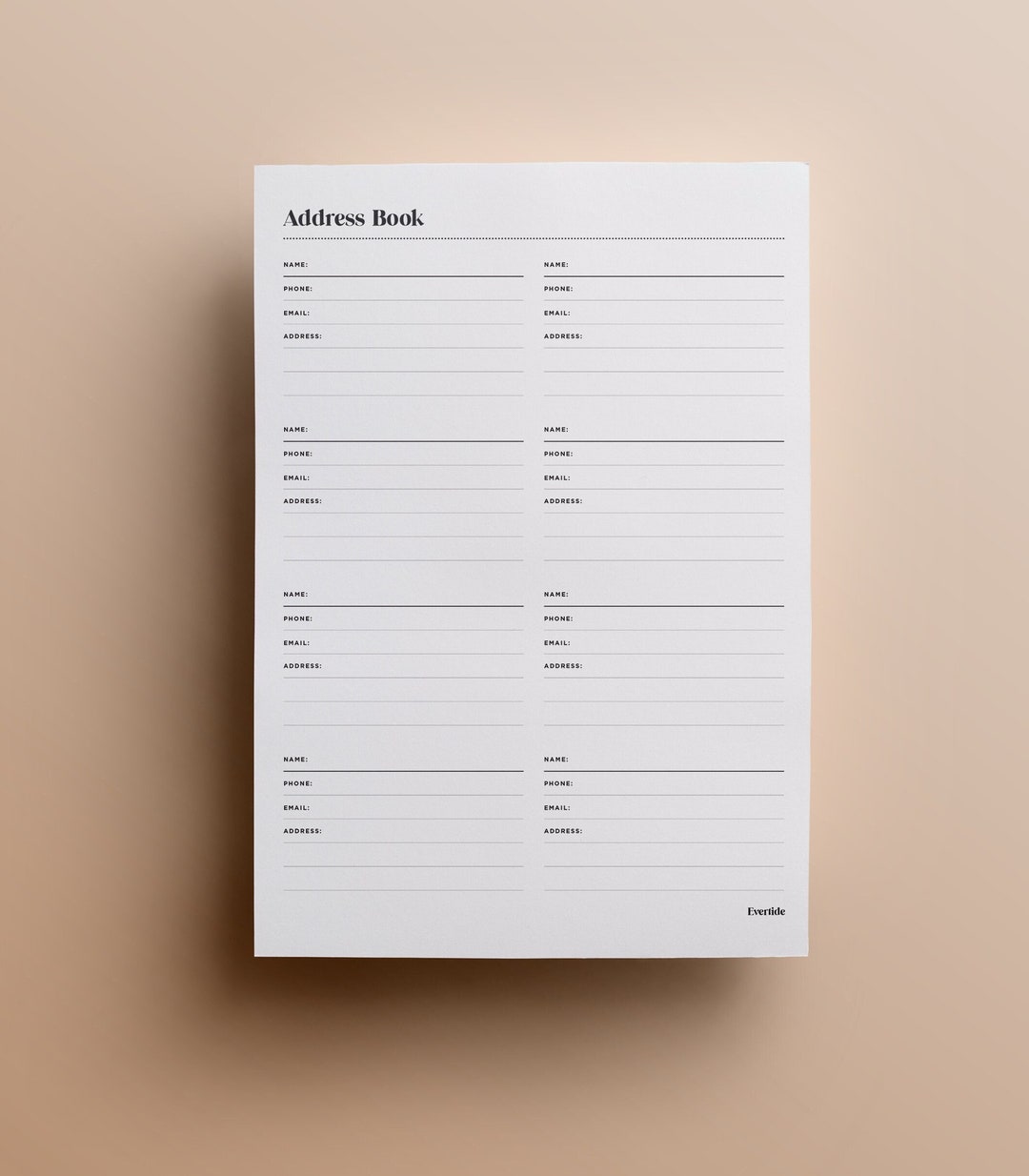 Address Book Printable | Digitally Editable | US Letter | Instant ...