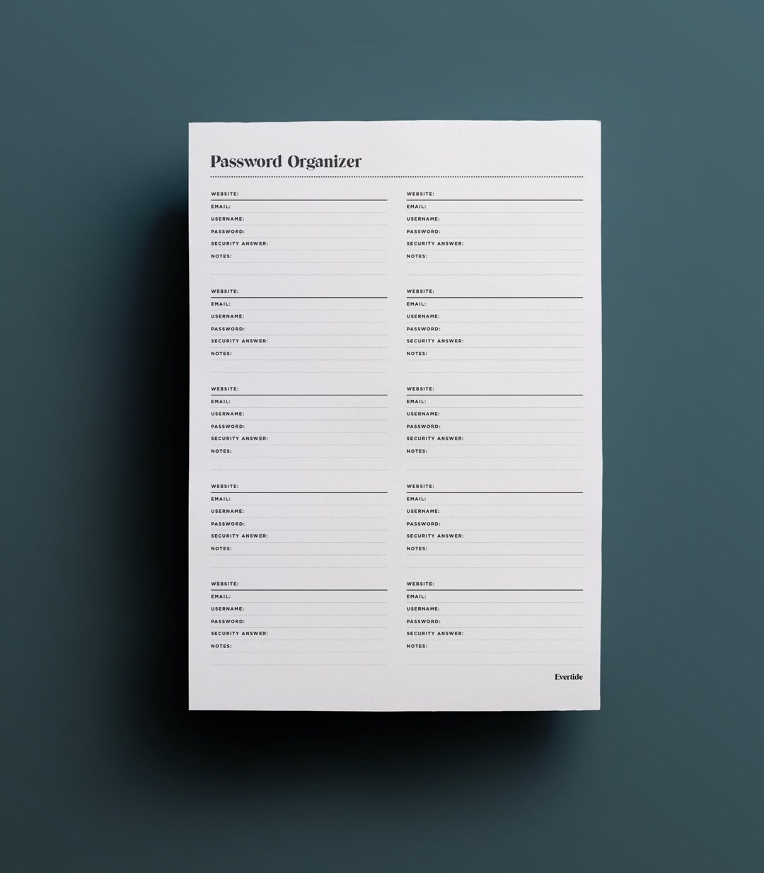 Password Organizer Printable | Digitally Editable | US Letter | Instant ...