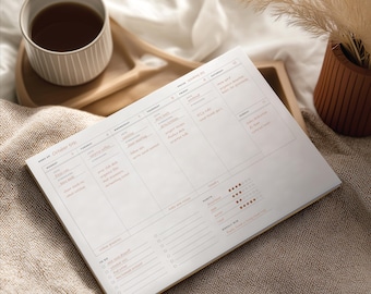 Undated Weekly Planner Notepad: Minimalist To-Do List Desk Pad