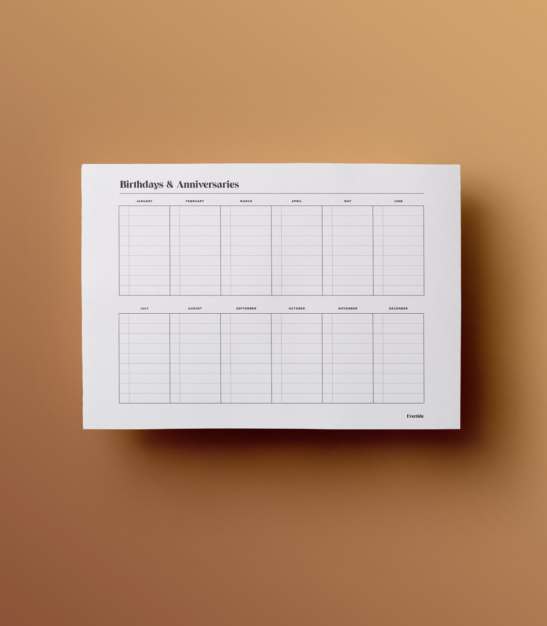 Birthday and Anniversaries Printable | Digitally Editable | US Letter ...