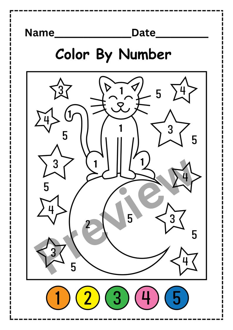 Animal Color by Number Worksheets for Kids | 14-page Preschool Animal ...