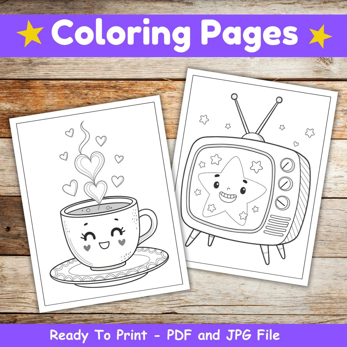 Everyday Object Coloring Pages Digital Coloring Sheets for Kids ...
