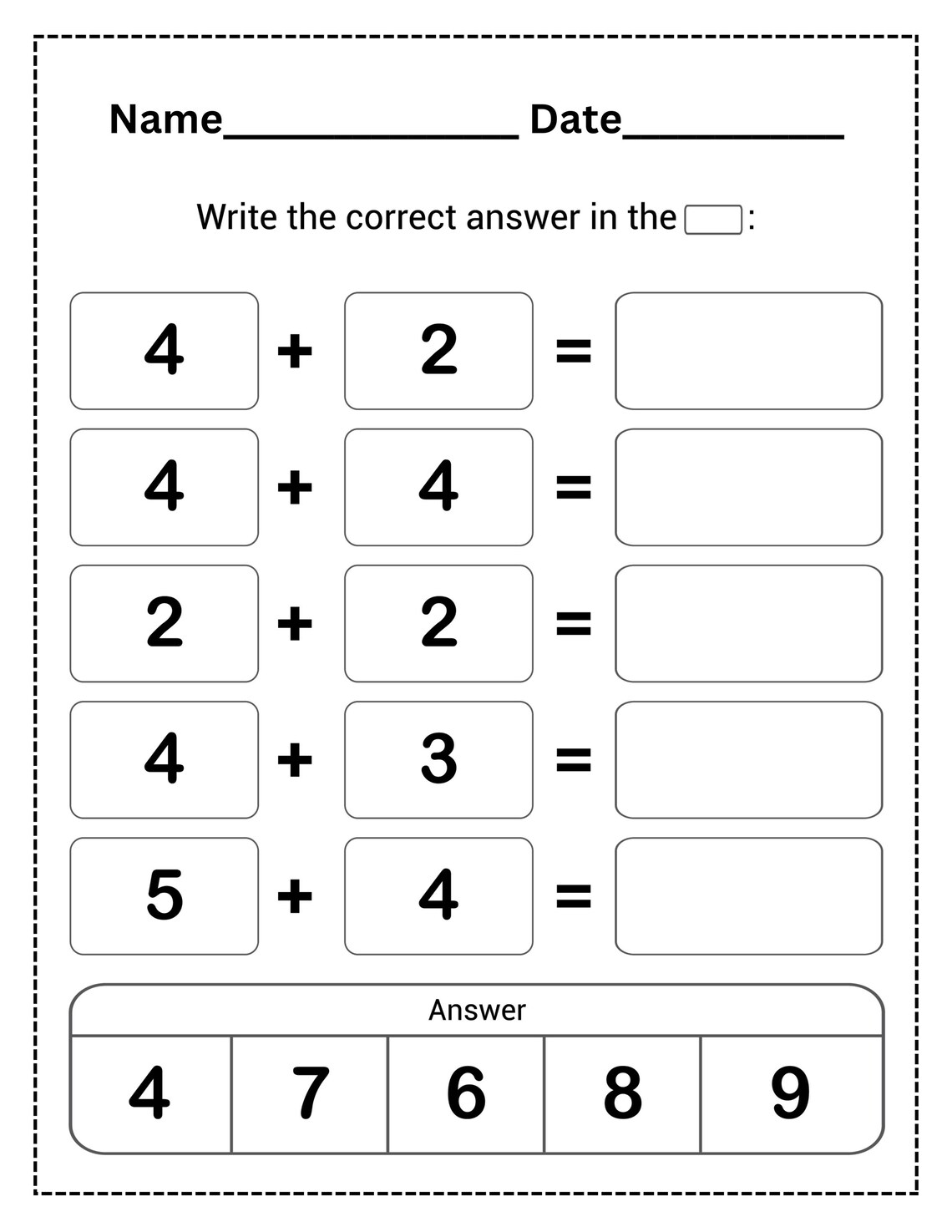 Addition Math Worksheets, Addition Math Fluency Practice Pages, Fun ...